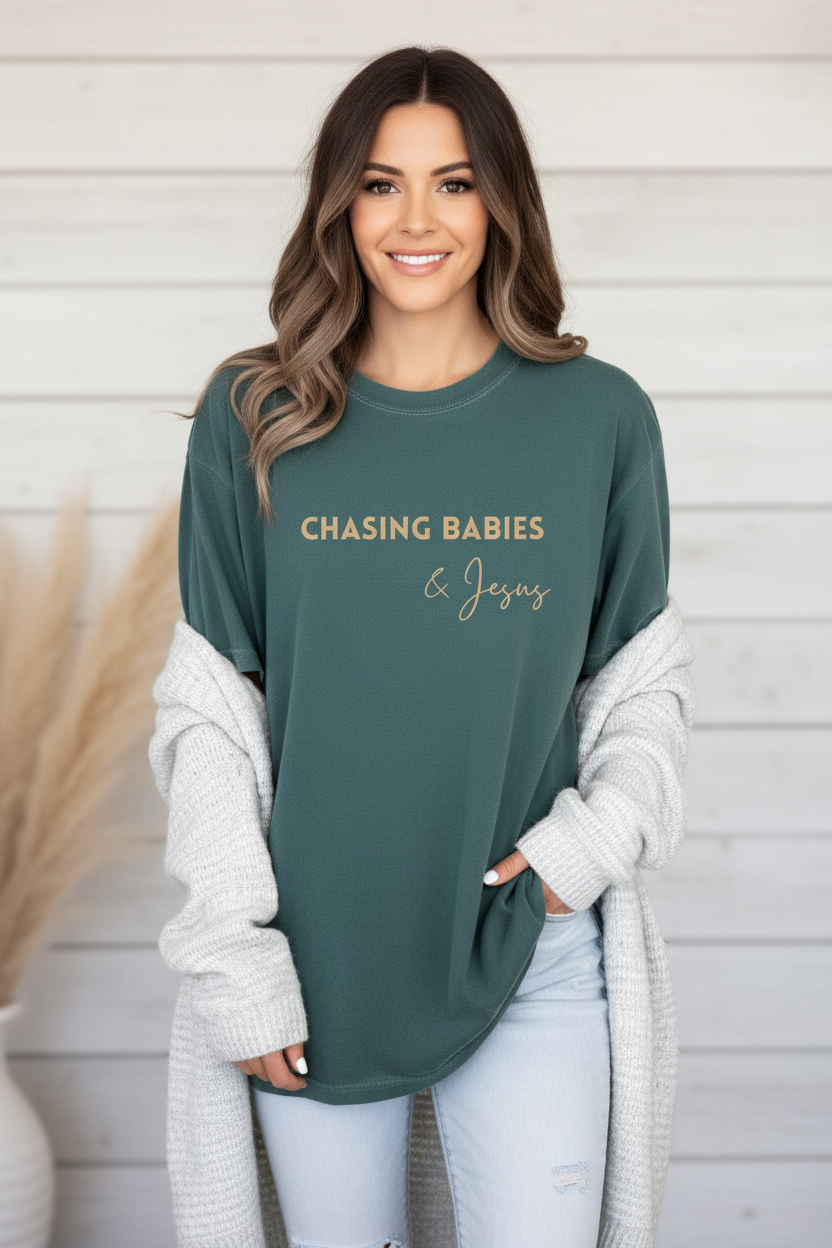 Chasing Babies & Jesus Christian Graphic Tee