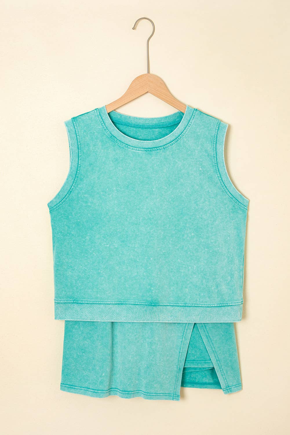 Mint Mineral-Wash Split Skirt Set