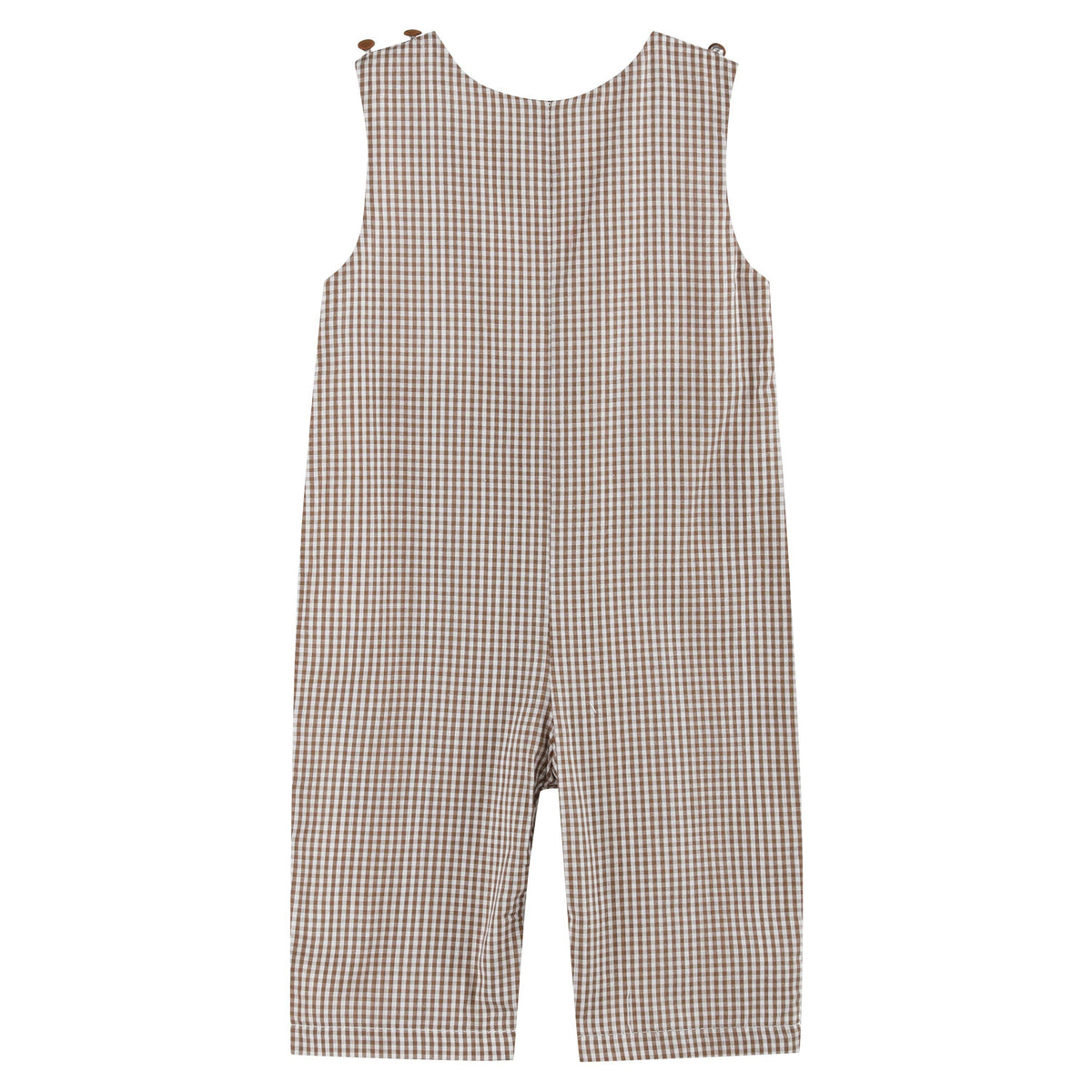 Brown Gingham Smocked Overalls
