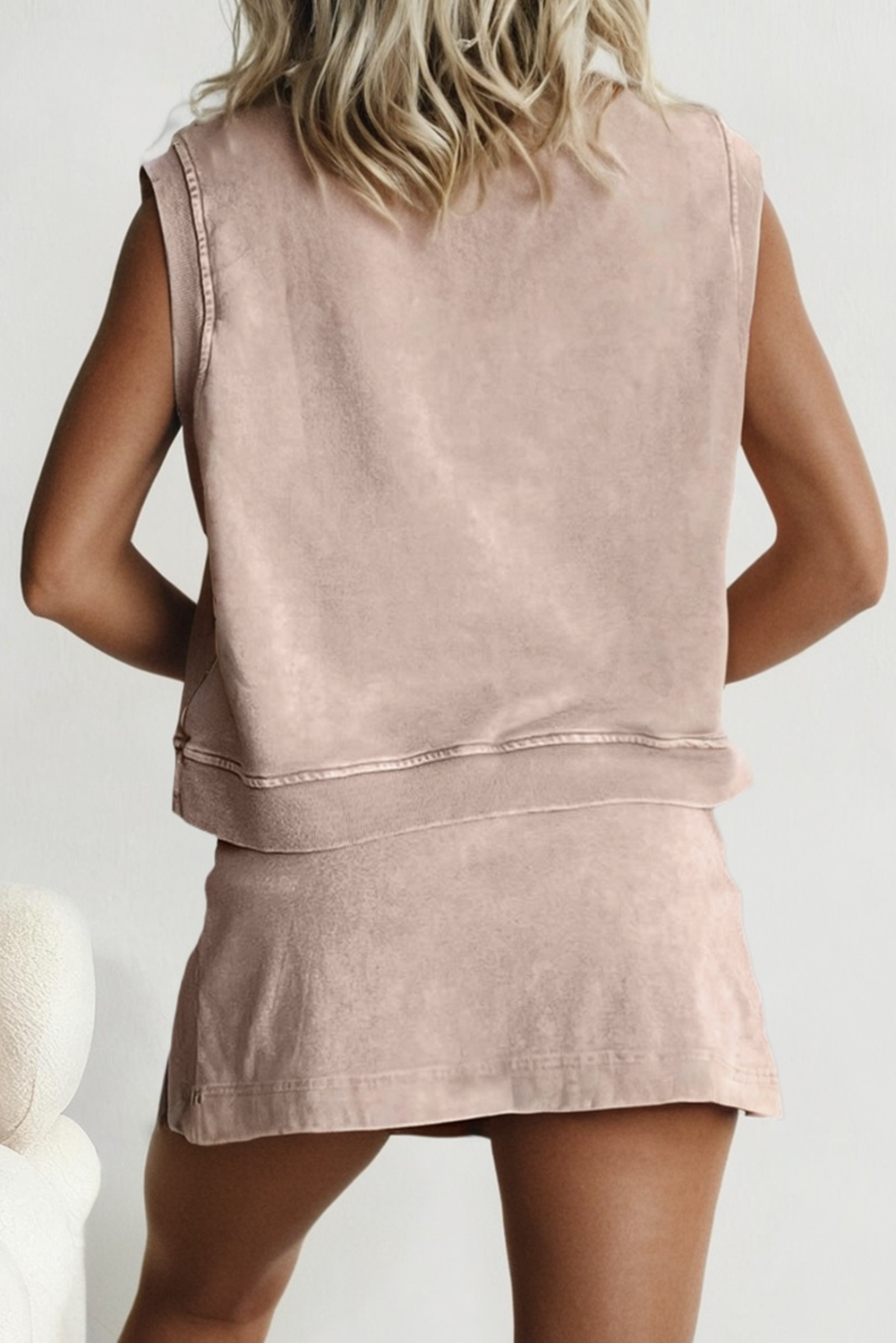 Mint Mineral-Wash Split Skirt Set