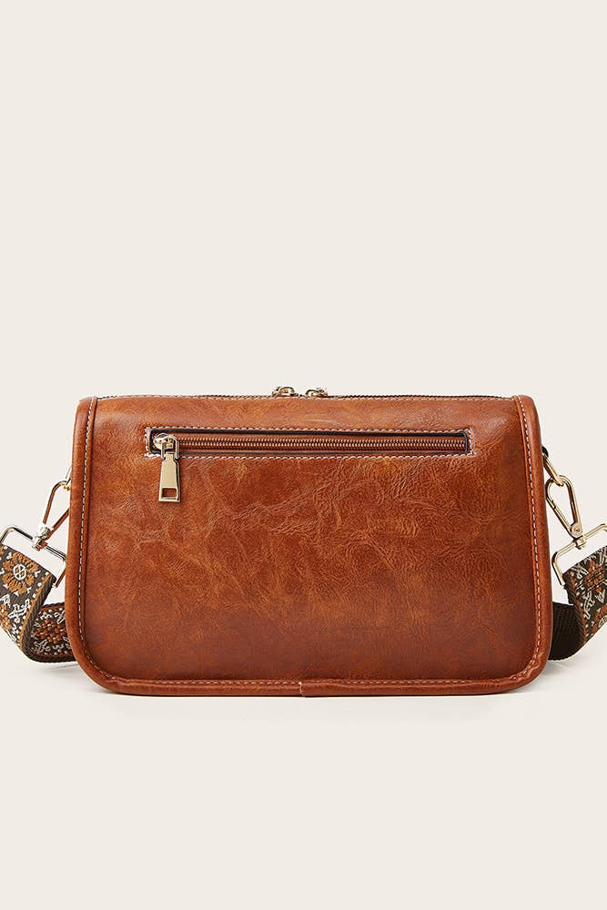 Vintage Floral Strap Crossbody Bag