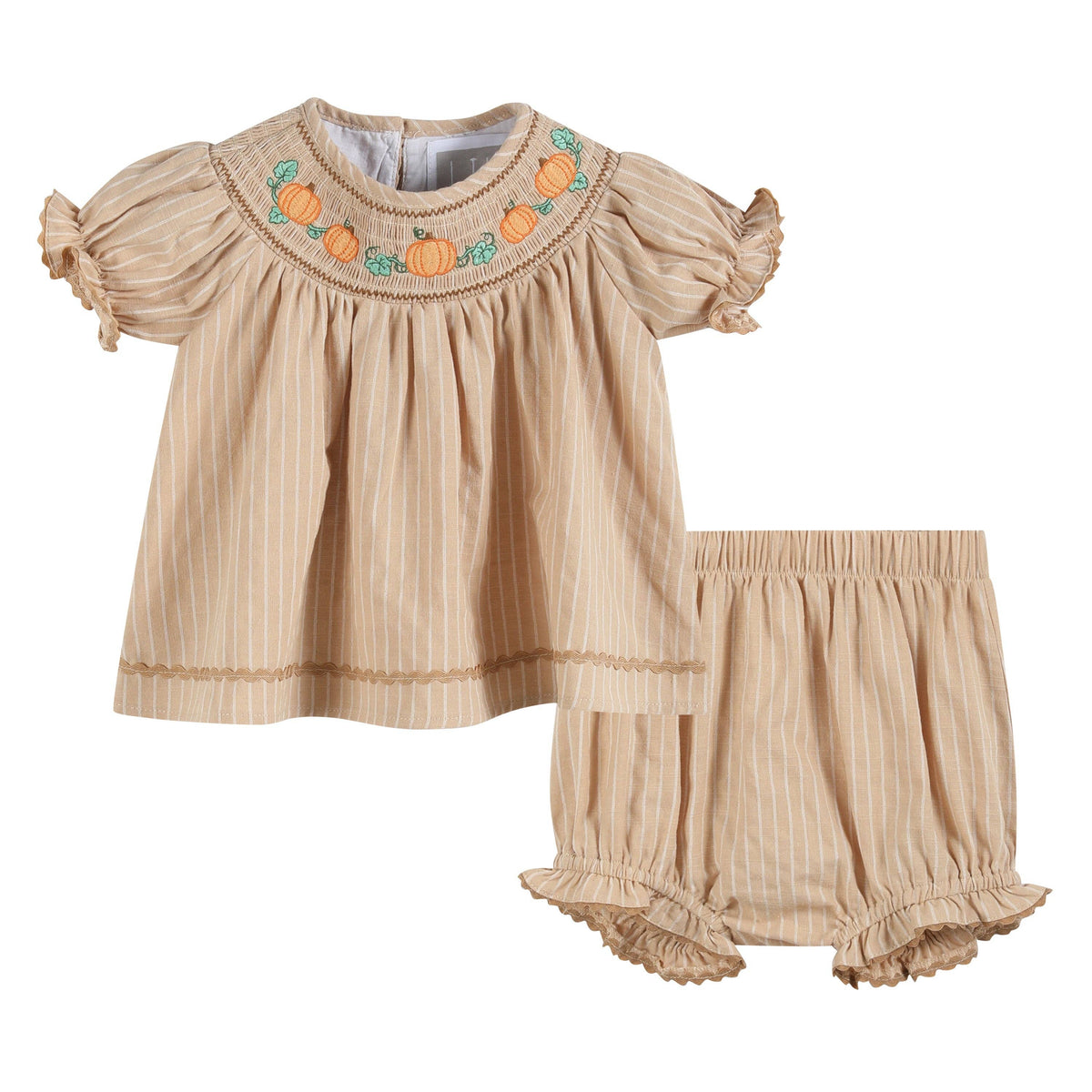 Pinstripe Pumpkin Smocked Set