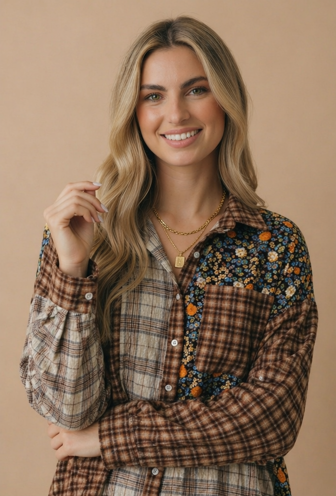 Harvest Patchwork Plaid Top