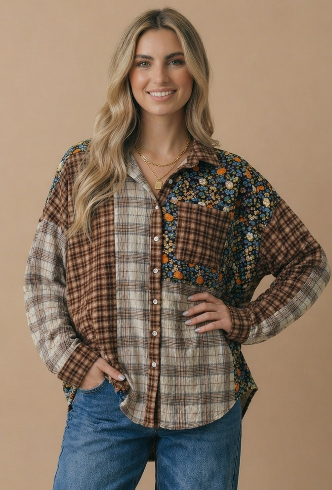 Harvest Patchwork Plaid Top
