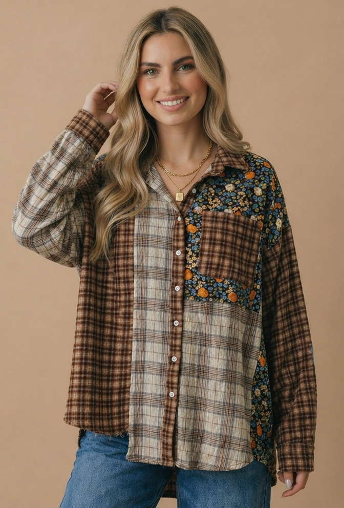 Harvest Patchwork Plaid Top