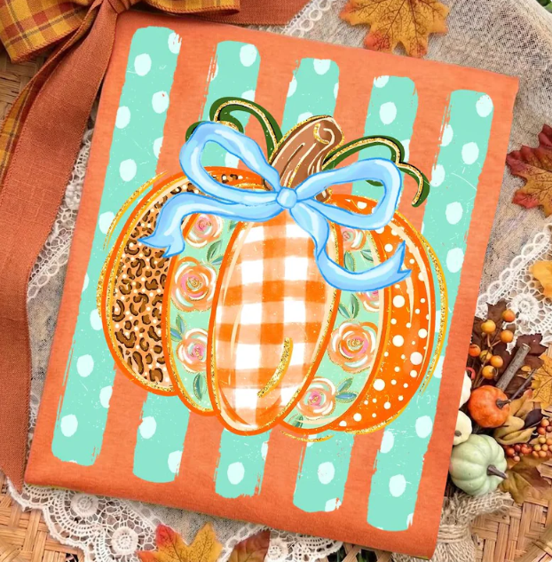 Striped Preppy Pumpkin Fall Shirt