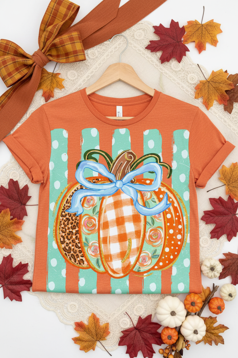 Striped Preppy Pumpkin Fall Shirt