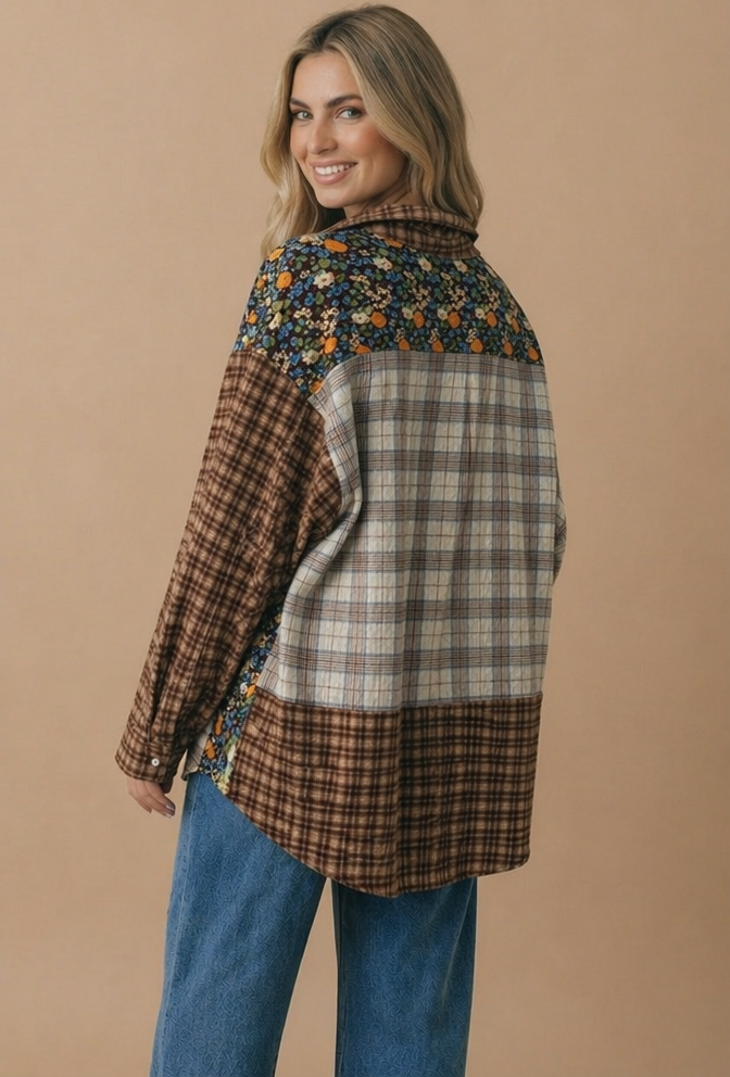 Harvest Patchwork Plaid Top