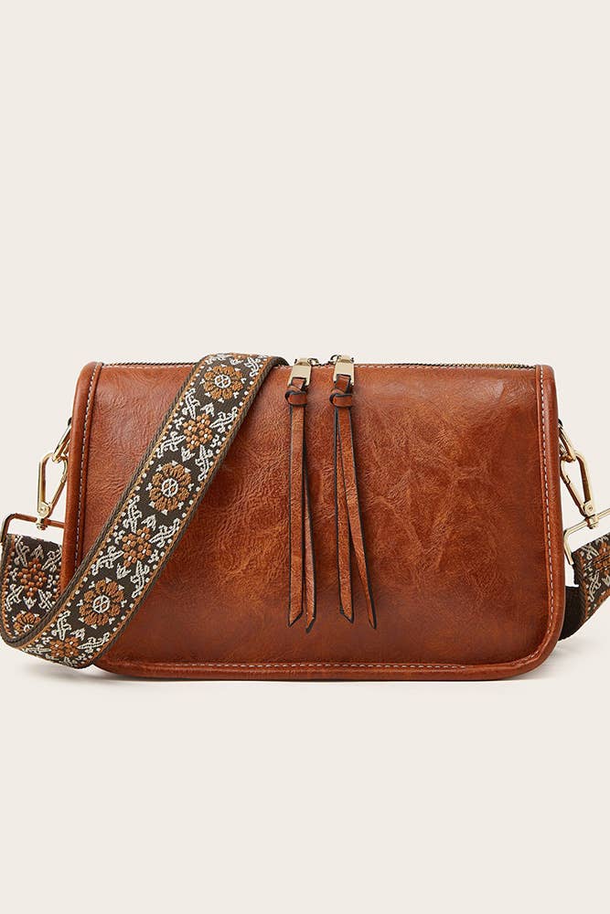 Vintage Floral Strap Crossbody Bag
